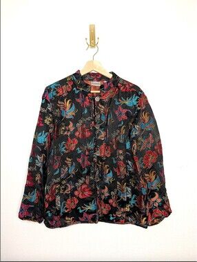 Vintage Chico's Silk Blend Embroidered Jacket